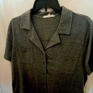 Gray Short Sleeve Button-Up Shirt